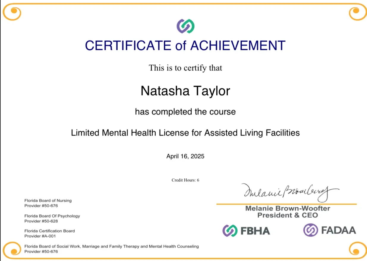 Mental Health License Course Completion Certificate